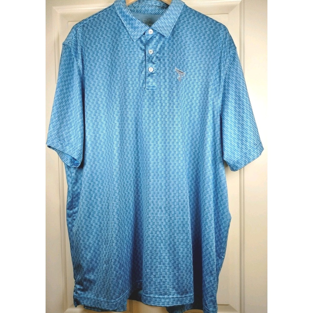 Vineyard Vines Performance Polo Shirt Mens XXL Blue Geometric Trophy Print Golf